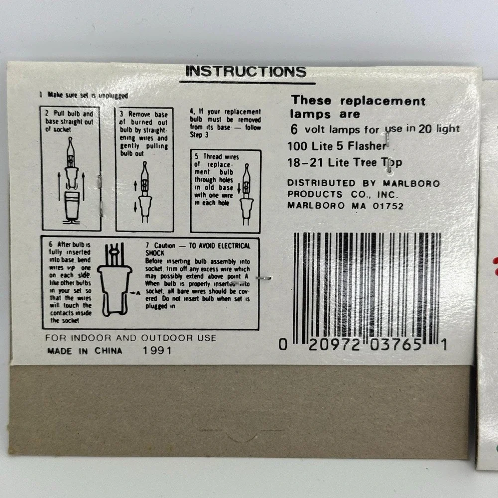 Vintage 1991 Trimmings Etc Christmas Light Replacement Bulbs 6V Flasher Lamps‎